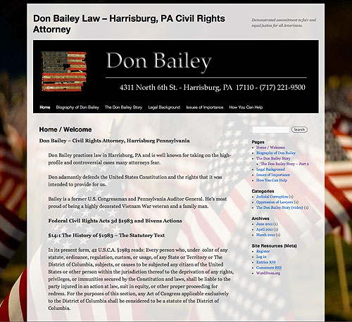 Don Bailey Law website screenshot, April 2006