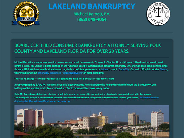 Lakeland Bankruptcy website screenshot, May 2013