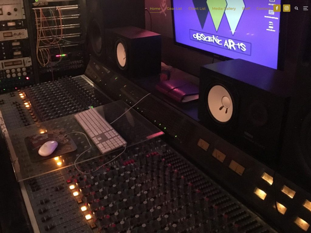 Obscenic Arts Recording Studio website screenshot, December 2018
