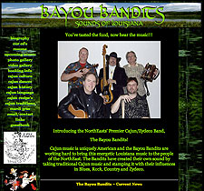 The Bayou Bandits website screenshot, August 2007